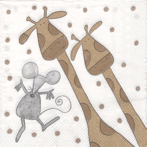 Serviette en papier "girafes et souris"