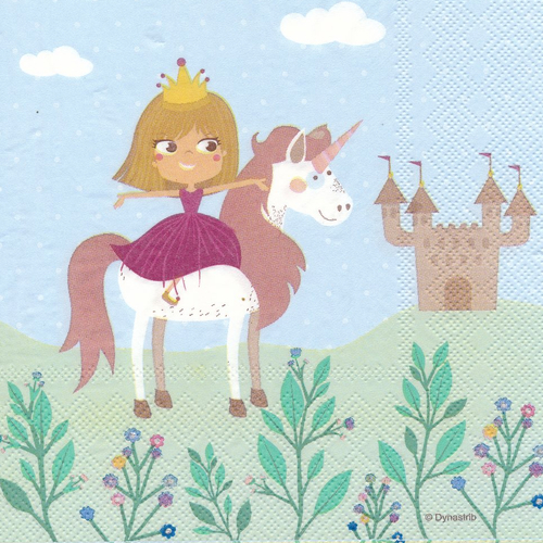 Serviette en papier "princesse et licorne"