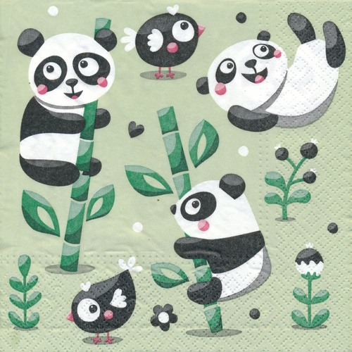 Petite serviette "pandas joueurs"