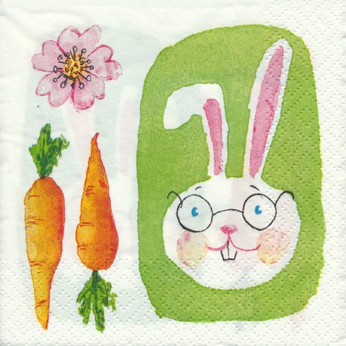 Petite serviette en papier "lapin carottes"