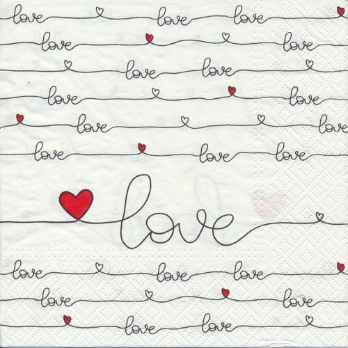 Serviette en papier "love, love, love"