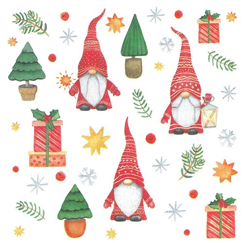 Serviette en papier "gnomes de noël"