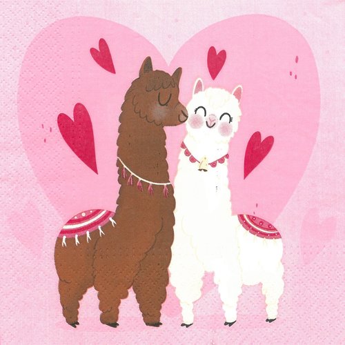 Serviette en papier "lama amoureux"