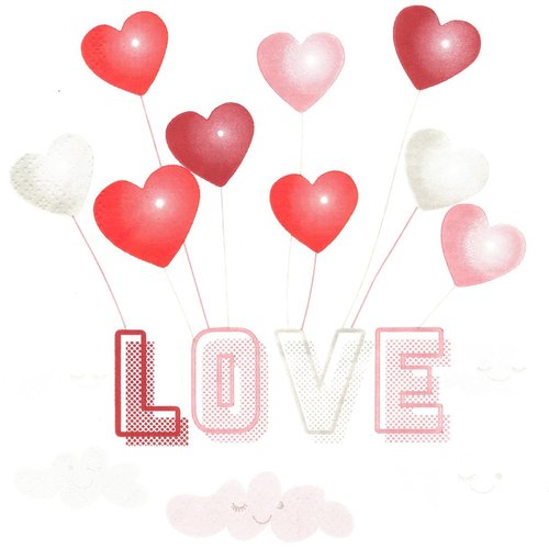 Petite serviette en papier "coeurs love"