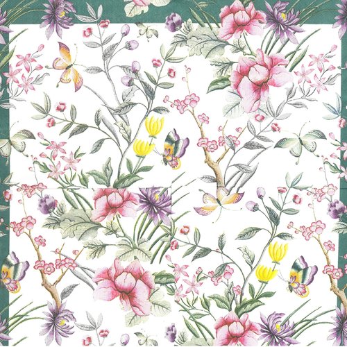 Serviette en papier "fleurs et papillons"