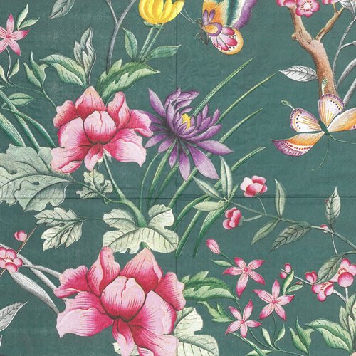 Serviette en papier "fleurs et papillons 2"