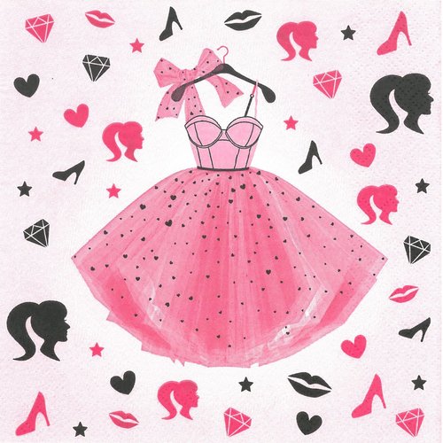 Serviette en papier "girls pink party dress"