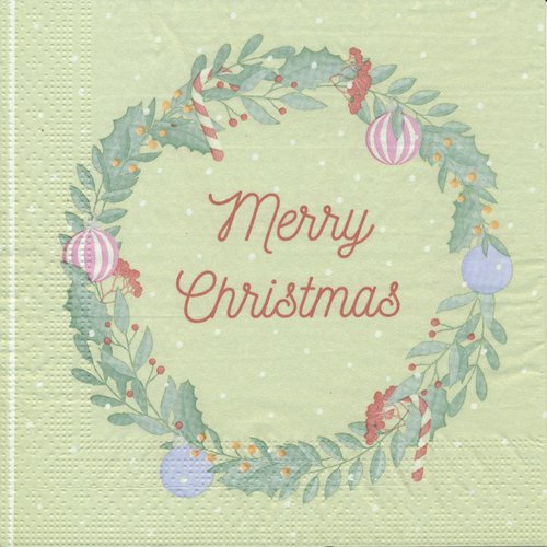 Serviette en papier "merry christmas en vert"
