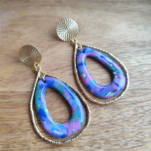 Boucles d'oreilles regina "la vie avec des couleurs"