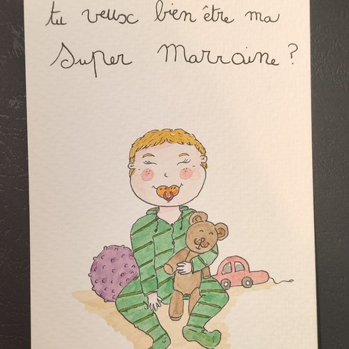Carte annonce grossesse marraine du bébé