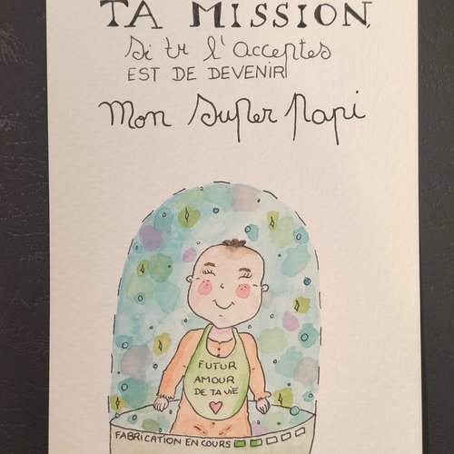 Carte annonce grossesse papi