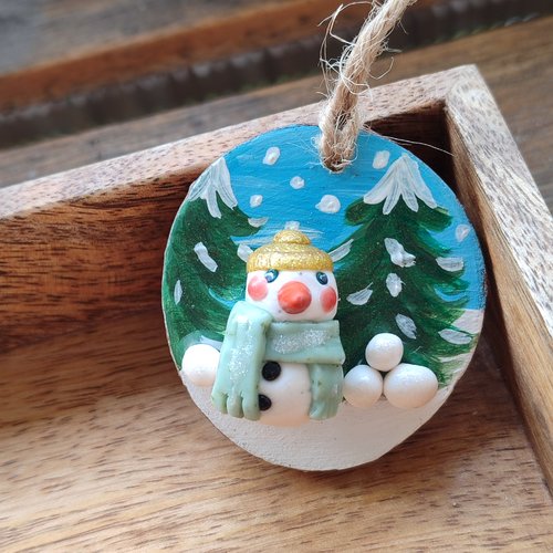 Suspension de sapin de noël - bonhomme de neige