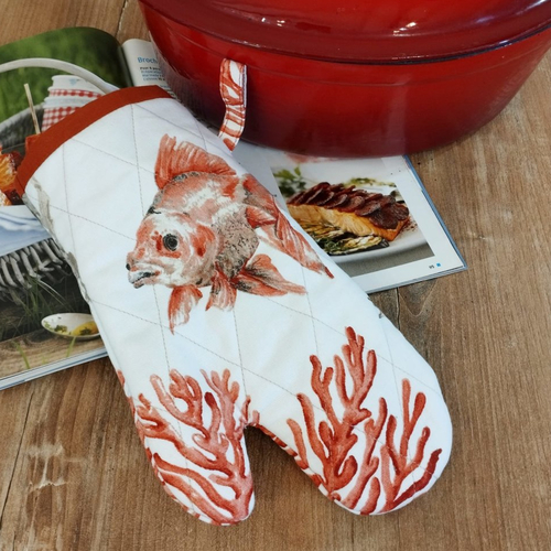 Gant de cuisine matelassé, motifs aquatiques