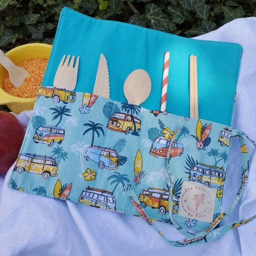 Étui à couverts motifs " vacances au soleil"