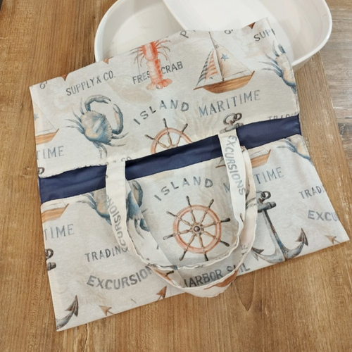 Sac à tarte en coton motifs océan