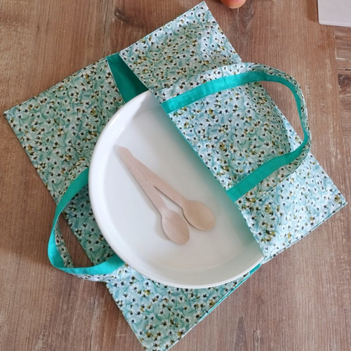 Sac à tarte motifs floral japonais menthe à l'eau