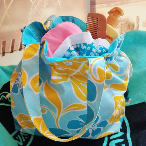 Sac fourre-tout - motifs hibiscus