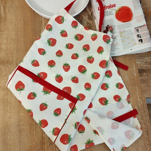 Tablier de cuisine - motifs fraises