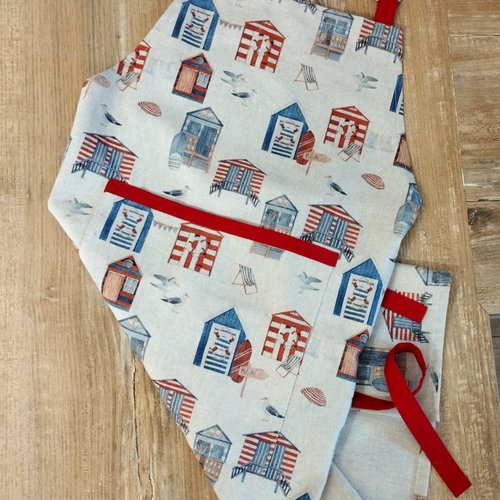 Tablier de cuisine -  motifs cabanes de plage