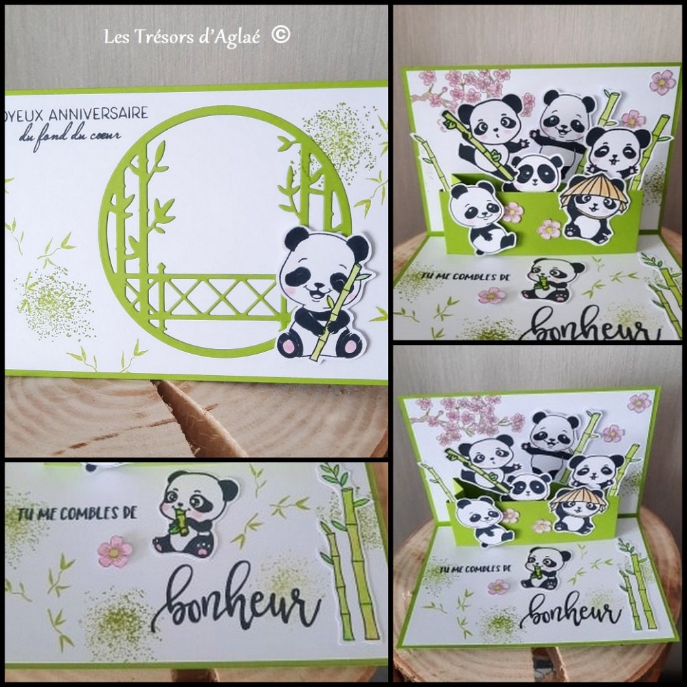 Carte Pop Up Paysage Joyeux Anniversaire Theme Adorable Panda Un Grand Marche