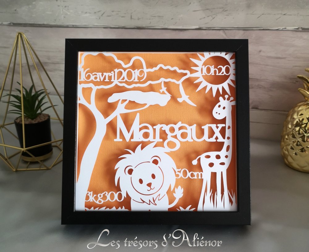 Cadre De Naissance Bapteme Anniversaire 100 Personnalise Animaux De La Savane Enfant Bebe Decoration Prenom Un Grand Marche