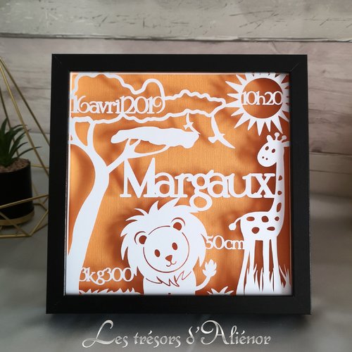 Cadre De Naissance Bapteme Anniversaire 100 Personnalise Animaux De La Savane Enfant Bebe Decoration Prenom Un Grand Marche