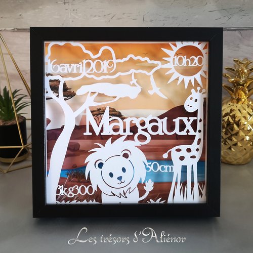 Cadre De Naissance Bapteme Anniversaire 100 Personnalise Animaux De La Savane Decor Afrique Enfant Bebe Decoration Prenom Un Grand Marche