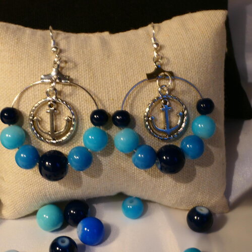 Boucles d'oreilles encre marine