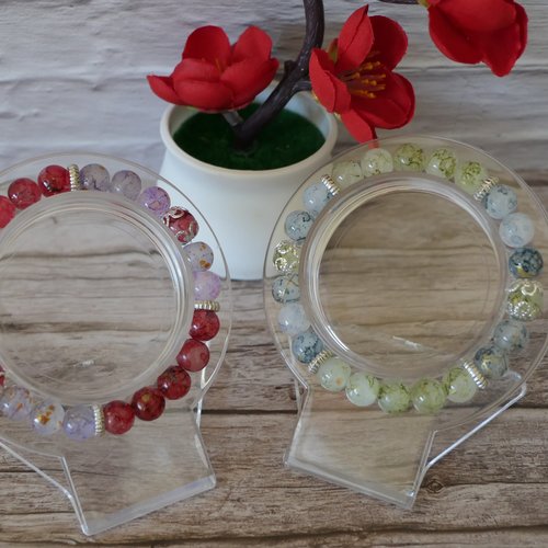 Lot de 2 bracelets en perles de verre