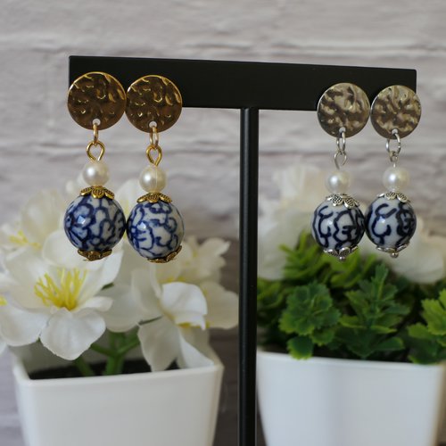 Boucles d'oreilles en perle de porcelaine