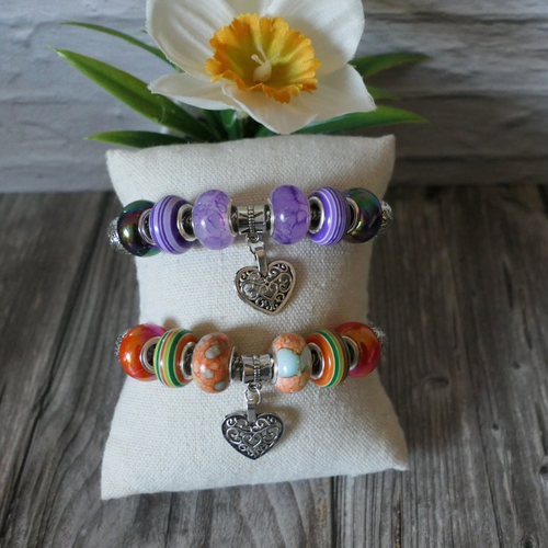 Bracelet cœur violet ou orange