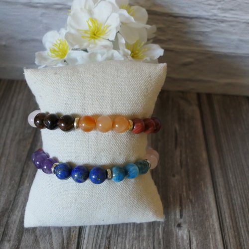 Bracelet 7 chakras dorés ou argentés