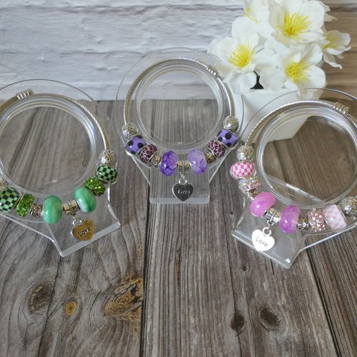 Bracele chaîne serpent violet, rose ou vert