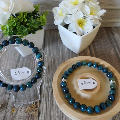 Bracelet perles œil de tigre bleu