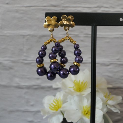 Boucles d'oreilles artisanales violettes