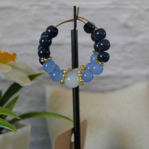 Boucles d'oreilles créole bleu