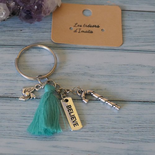 Porte-clés pompon, sucre d'orge