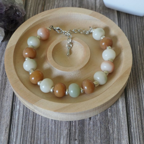 Bracelet ajustable perles naturelles d'agate