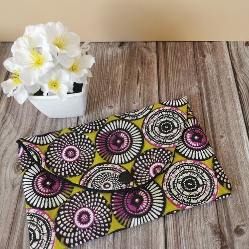 Pochette soweto jaune /violet