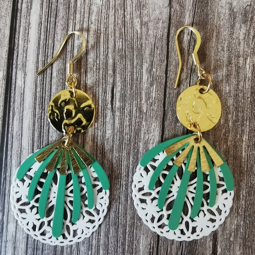 Boucles d'oreilles nature turquoise et blanc