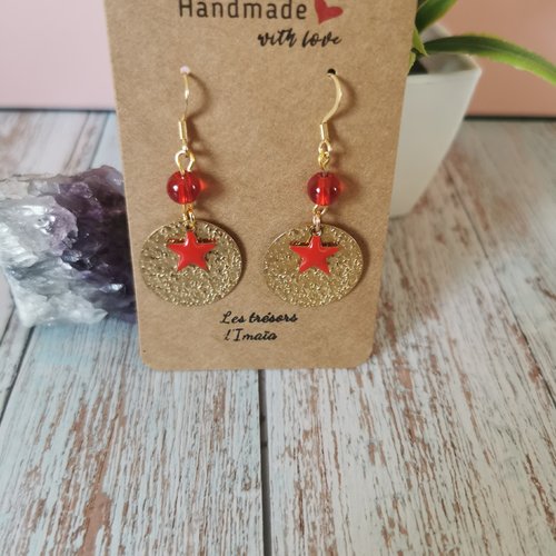 Boucles d'oreilles -etoiles rouge