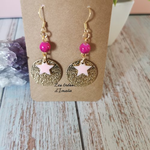 Boucles d'oreilles -etoiles rose