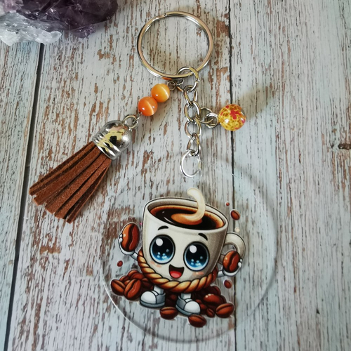 Porte clé thème café marron