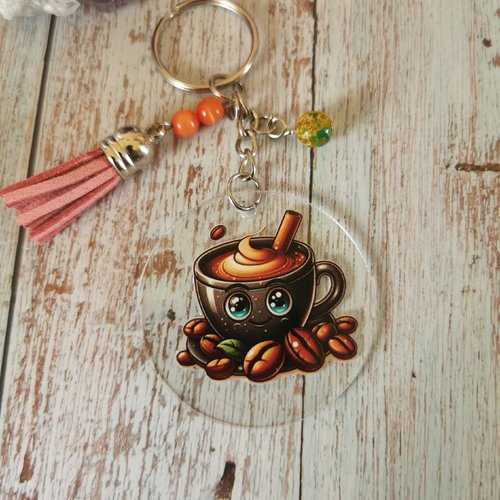 Porte clé thème café orange