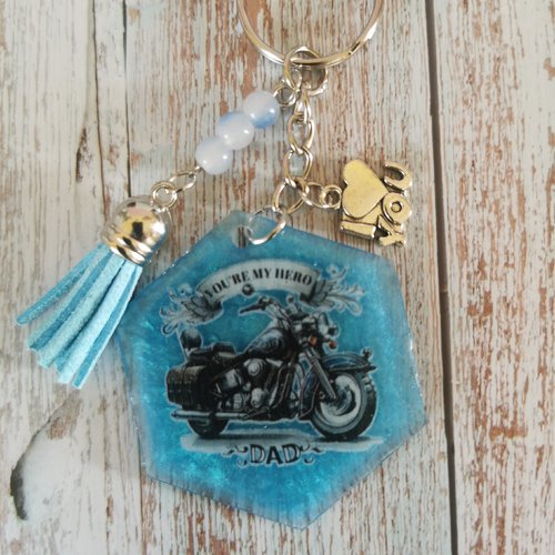 Porte clé moto bleue