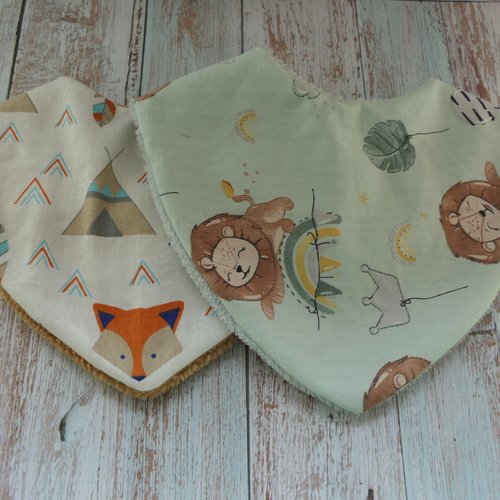 Lot de 2 bavoirs style bandana