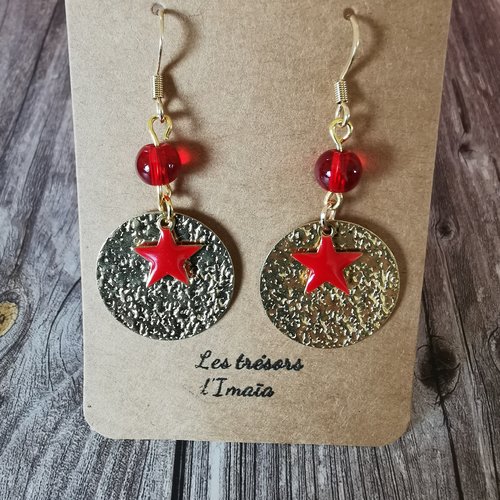 Boucles d'oreilles -etoiles rouge