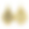 Lot 50 grandes breloques 4.3 cm - forme goutte estampes filigrane métal doré - bijoux - boucles d'oreilles style oriental 