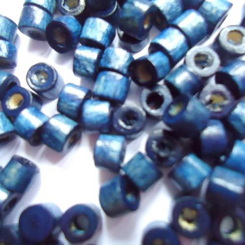 100 Perles Bois Tube 2 coloris Noir Rouge
