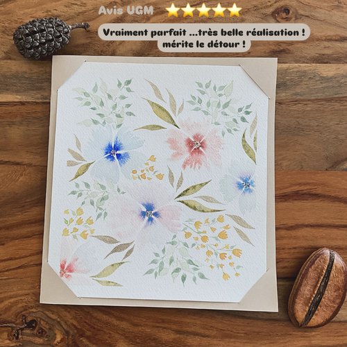 Carte rectangulaire  aquarelle
